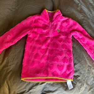 Juicy Couture Kids Pink Heart Fleece Sweater 1/4 Zip Pullover Size 5 Sweatshirt